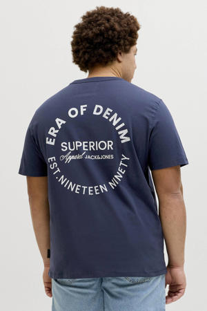 regular T-shirt met backprint Plus Size donkerblauw