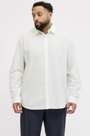 regular casual overhemd met linnen Plus Size wit