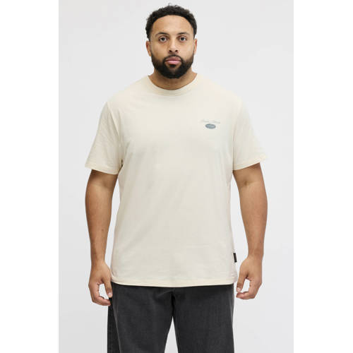 JACK & JONES PLUS SIZE regular T-shirt met backprint Plus Size ecru afbeelding