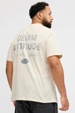 regular T-shirt met backprint Plus Size ecru