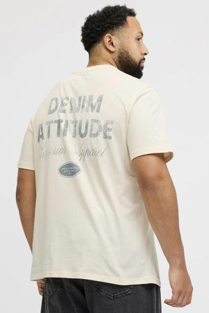 regular T-shirt met backprint Plus Size ecru
