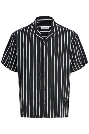 regular gestreepte casual overhemd gebreid Plus Size zwart