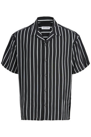 regular gestreepte casual overhemd gebreid Plus Size zwart