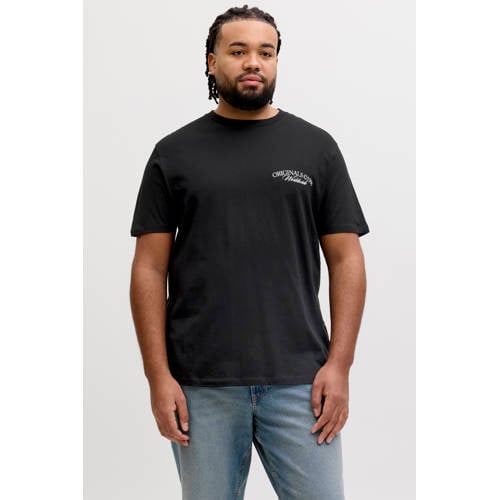 JACK & JONES PLUS SIZE regular T-shirt met backprint Plus Size zwart afbeelding