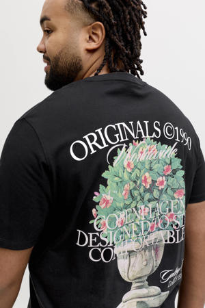 regular T-shirt met backprint Plus Size zwart