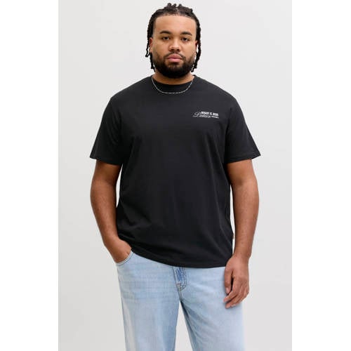 JACK & JONES PLUS SIZE regular T-shirt met backprint Plus Size zwart afbeelding