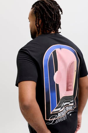 regular T-shirt met backprint Plus Size zwart