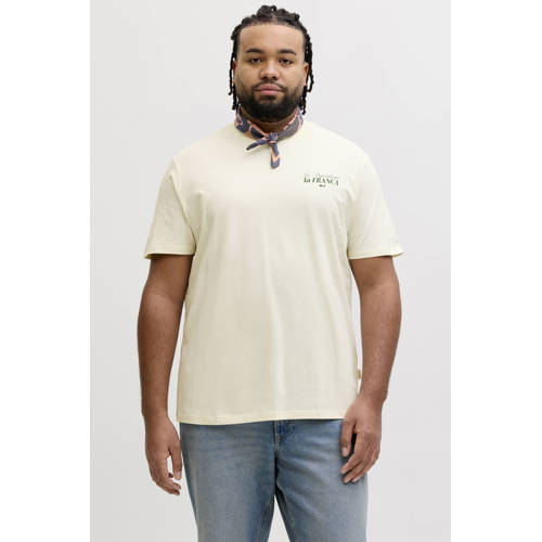 JACK & JONES PLUS SIZE regular T-shirt met backprint Plus Size ecru afbeelding