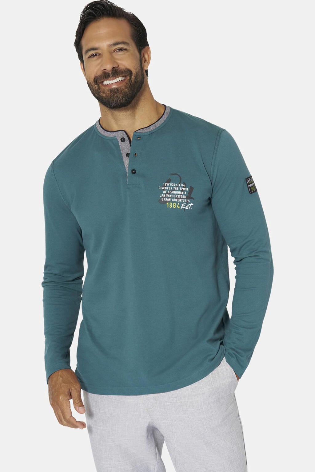Jan Vanderstorm +FIT Collectie longsleeve KESTER petrol