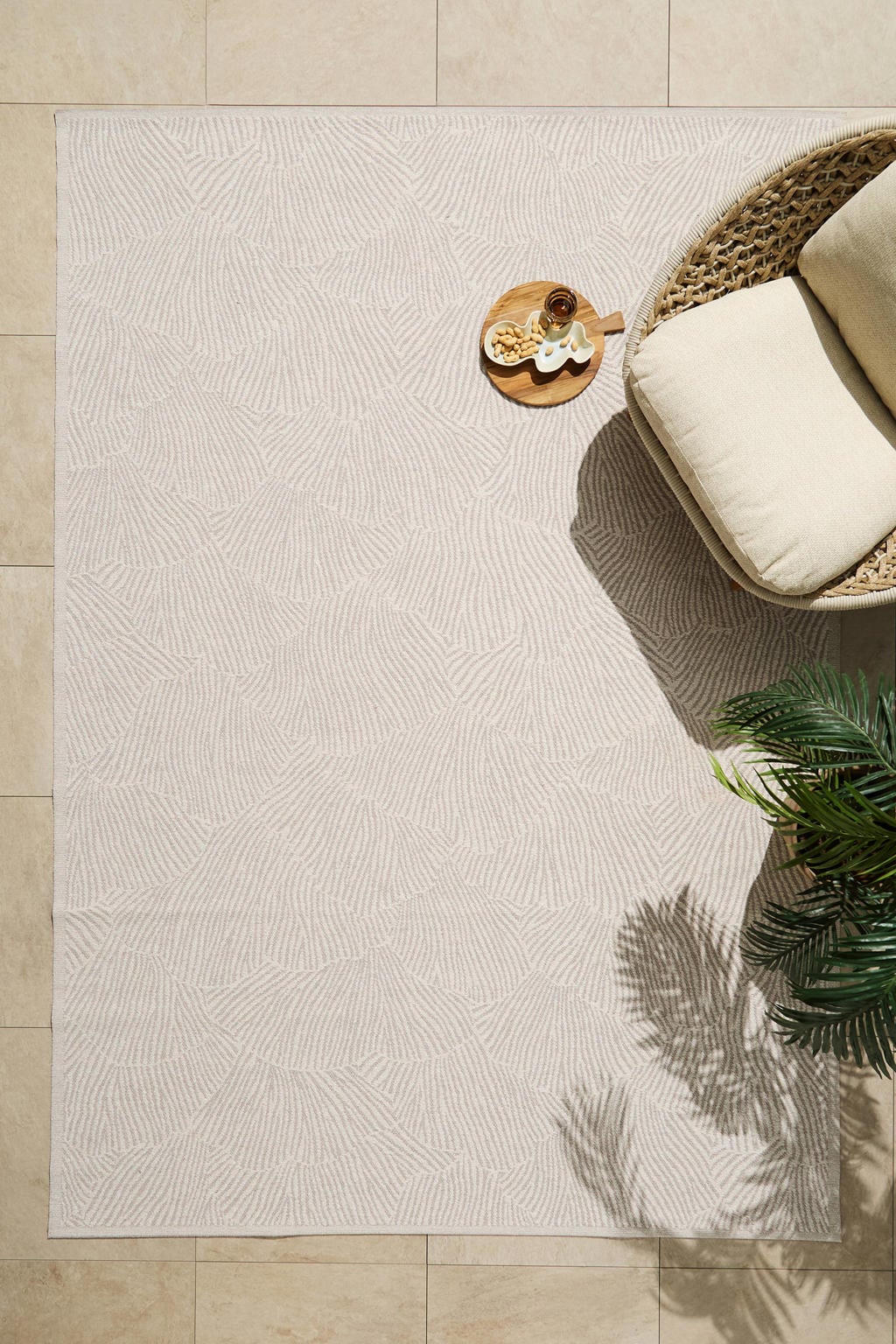 NOUS Living binnen- en buitenvloerkleed zand/off white (290x200 cm)