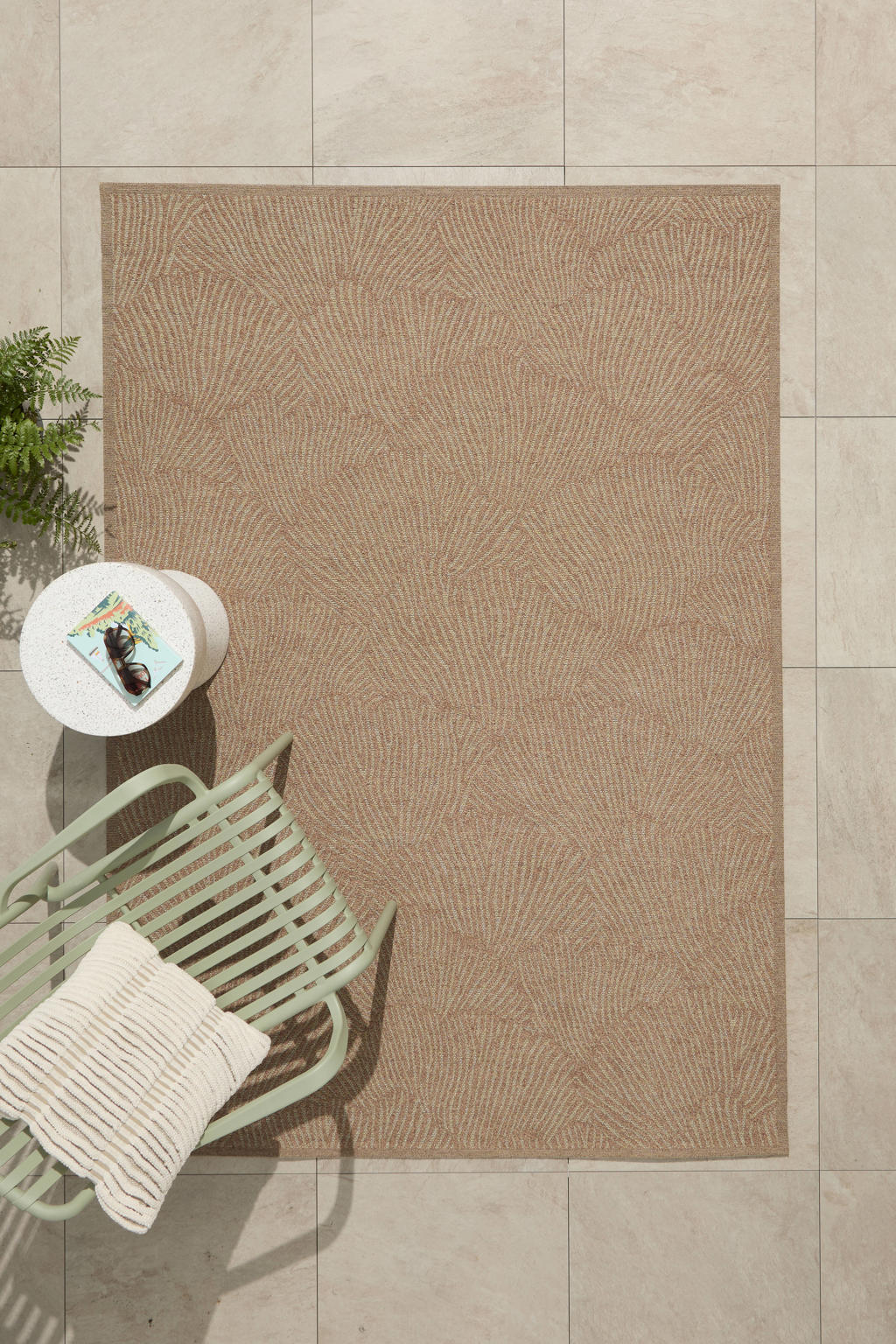 NOUS Living binnen- en buitenvloerkleed beige/terra (230x160 cm)