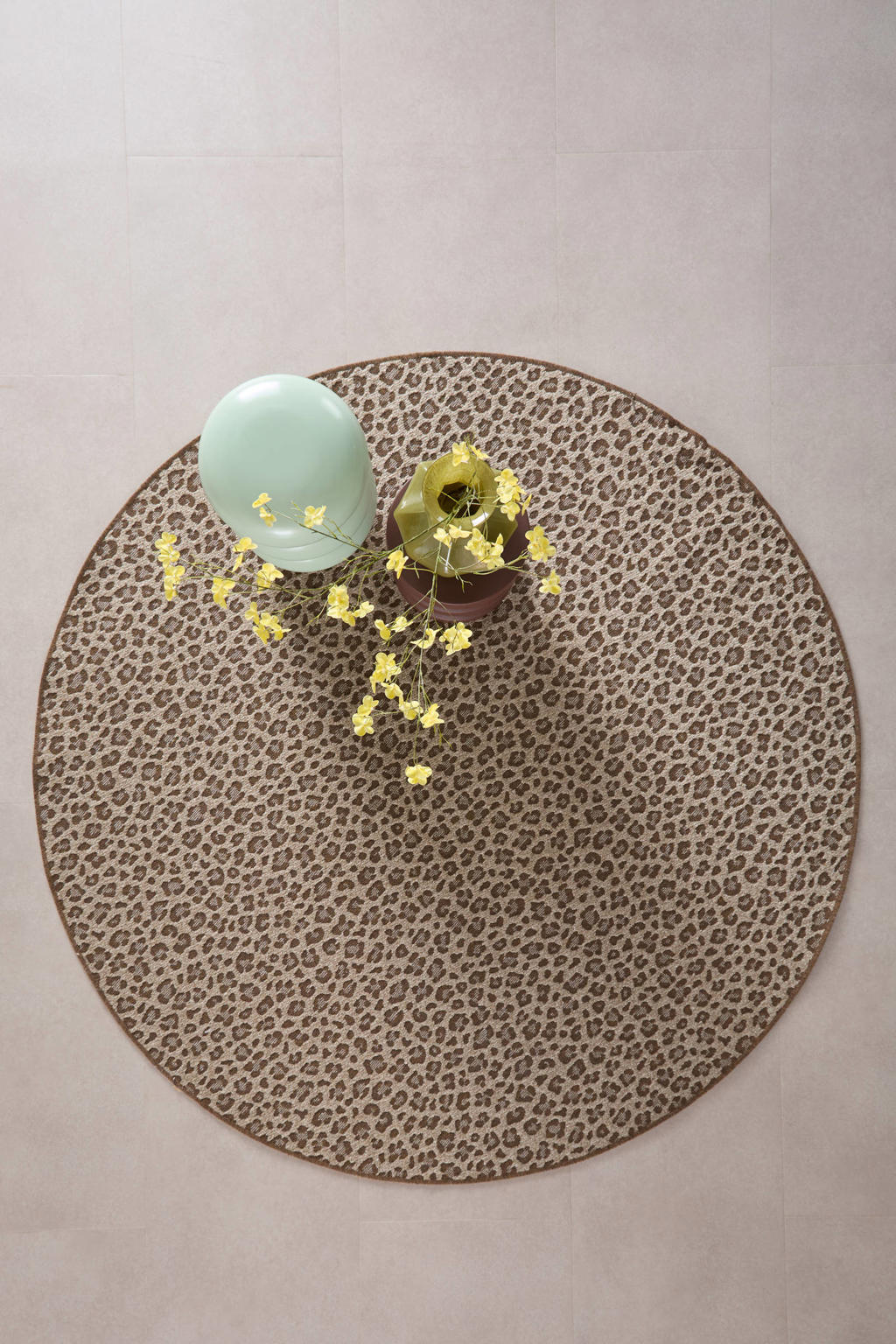 NOUS Living binnen- en buitenvloerkleed rond panterprint (Ø200 cm)