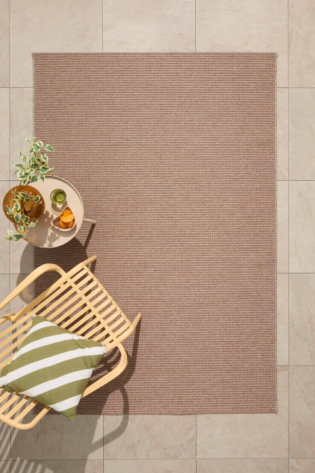 NOUS Living binnen- en buitenvloerkleed beige/terra (230x160 cm)