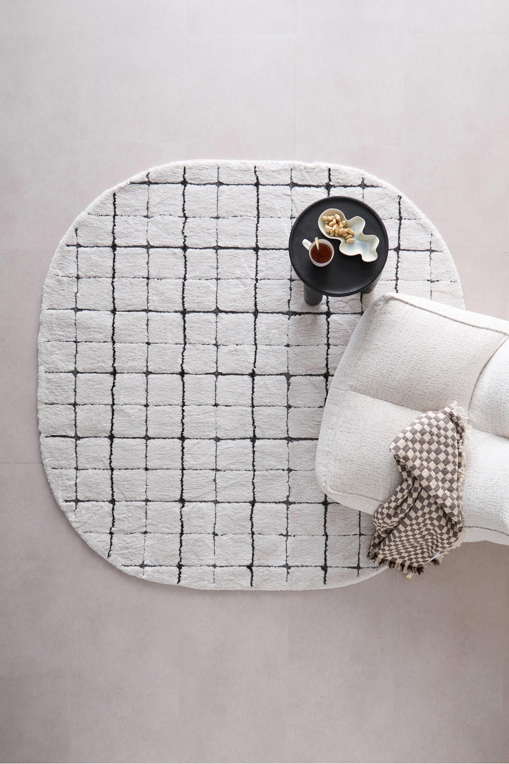 Studio LIVIT vloerkleed off white/antraciet (Ø200)