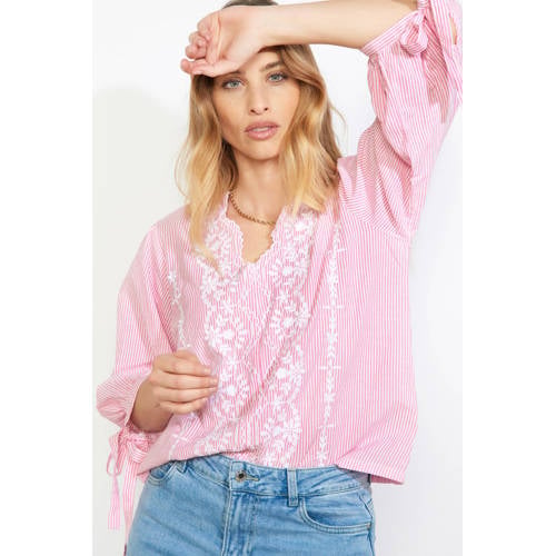 LOLALIZA gestreepte blouse roze afbeelding