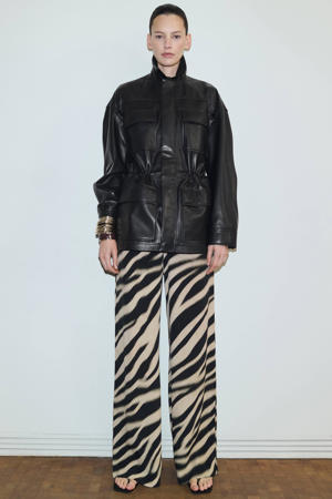 wide leg regular waist broek zwart