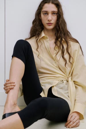 blouse met krijtstreep geel