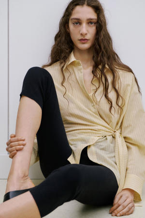 blouse met krijtstreep geel