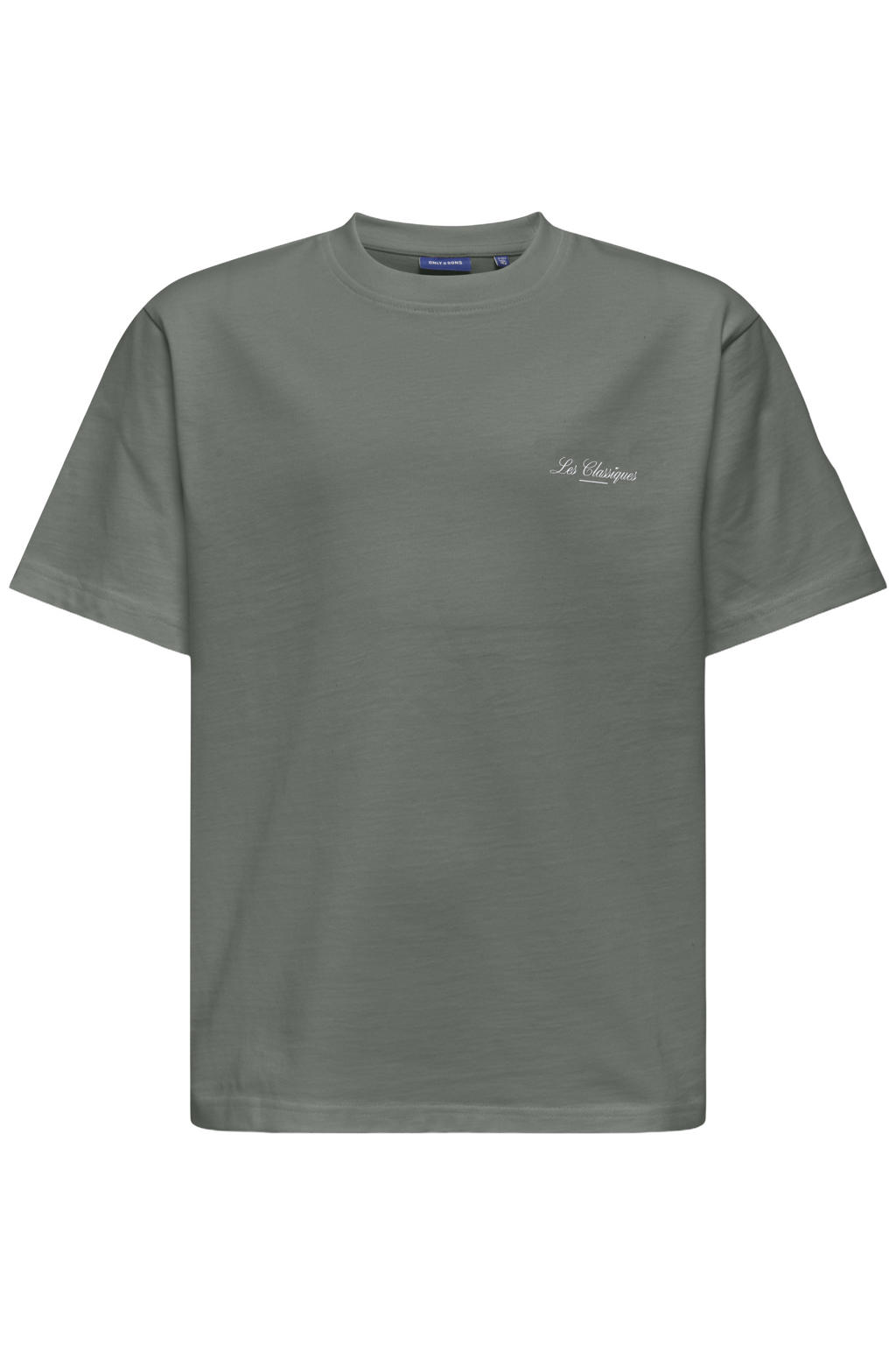 Groene jongens ONLY & SONS JUNIOR T-shirt van katoen met backprint, korte mouwen en ronde hals