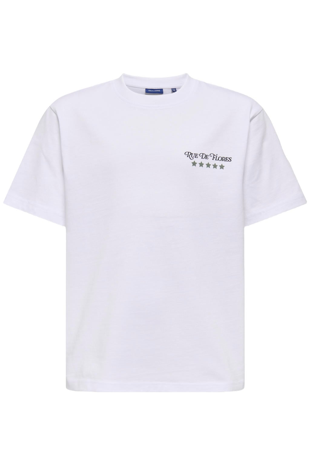 Witte jongens ONLY & SONS JUNIOR T-shirt van katoen met backprint, korte mouwen en ronde hals