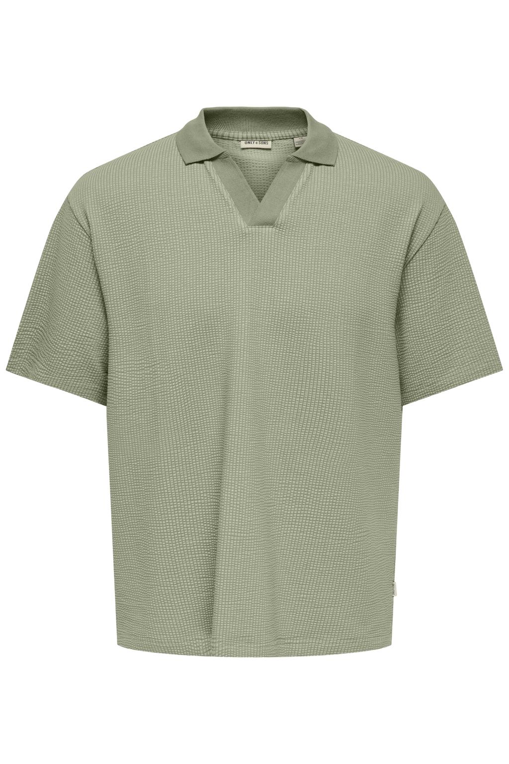 Groene jongens ONLY & SONS JUNIOR polo van stretchkatoen met effen, korte mouwen en textuur
