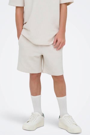 regular casual short ecru met textuur