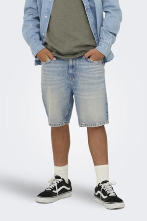 straight regular waist short medium blue denim