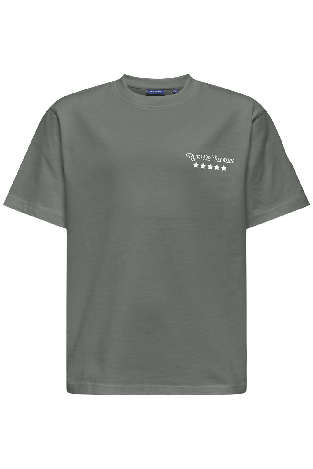 Groene jongens ONLY & SONS JUNIOR T-shirt van katoen met backprint, korte mouwen en ronde hals