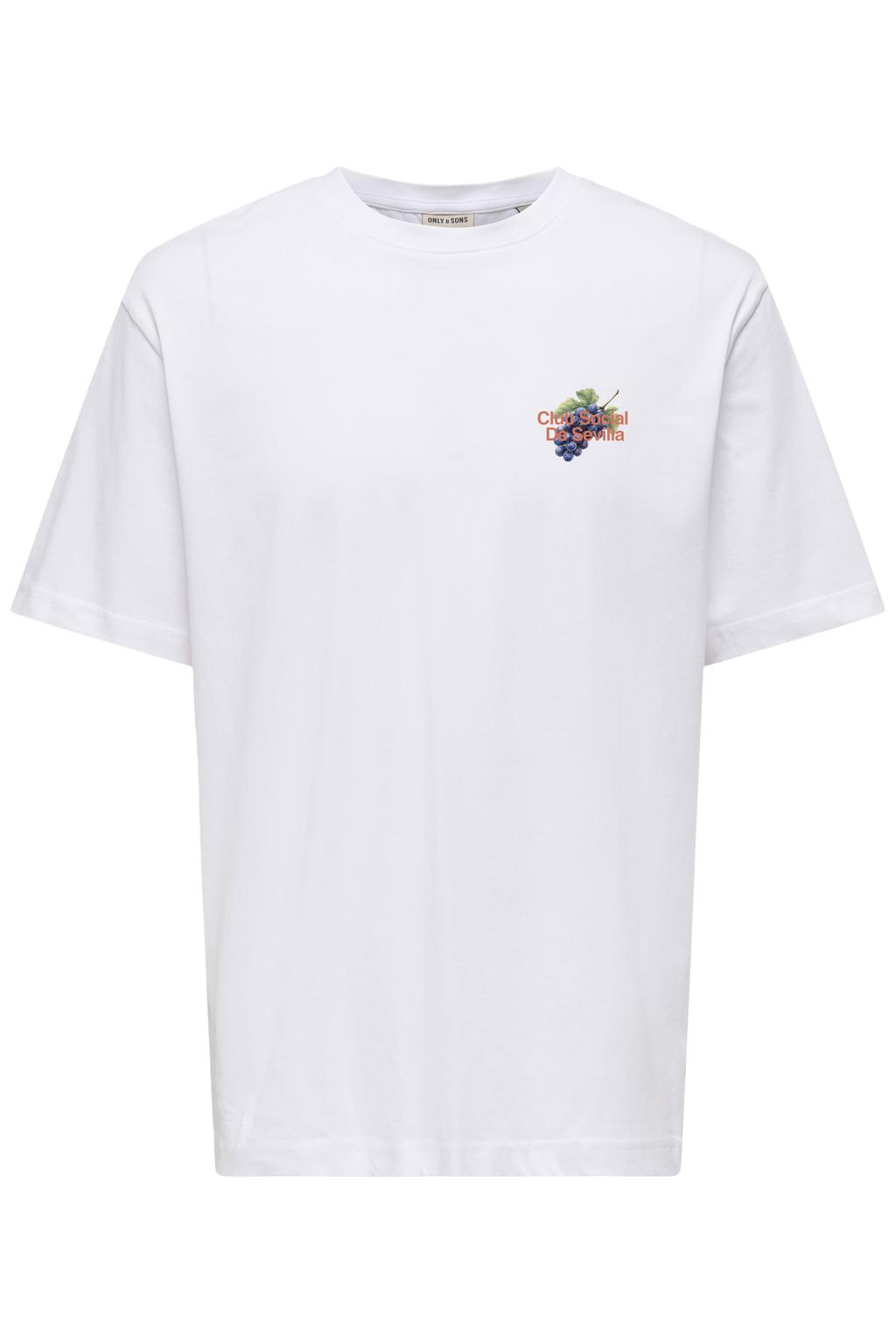 Wit, paars en oranje jongens ONLY & SONS JUNIOR T-shirt van katoen met backprint, korte mouwen en ronde hals