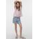 VERO MODA GIRL regular waist gebloemde short light blue denim