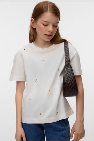 gebloemde T-shirt wit
