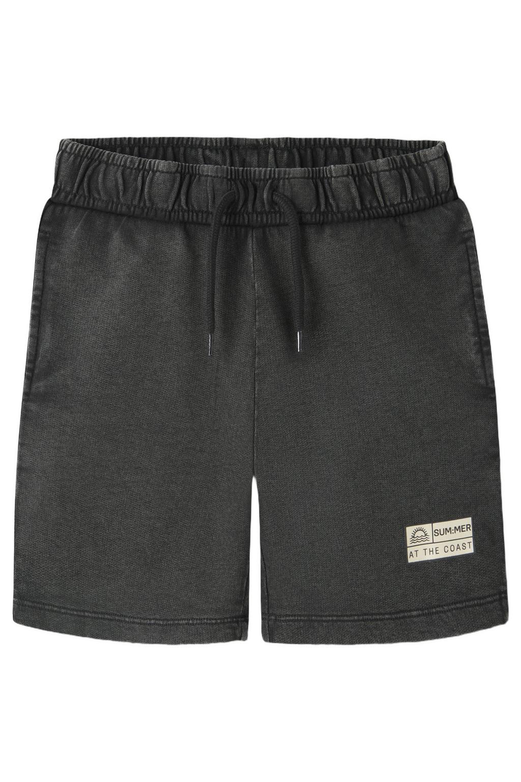 Zwarte jongens NAME IT KIDS regular sweatshort met elastische tailleband met koord en effen