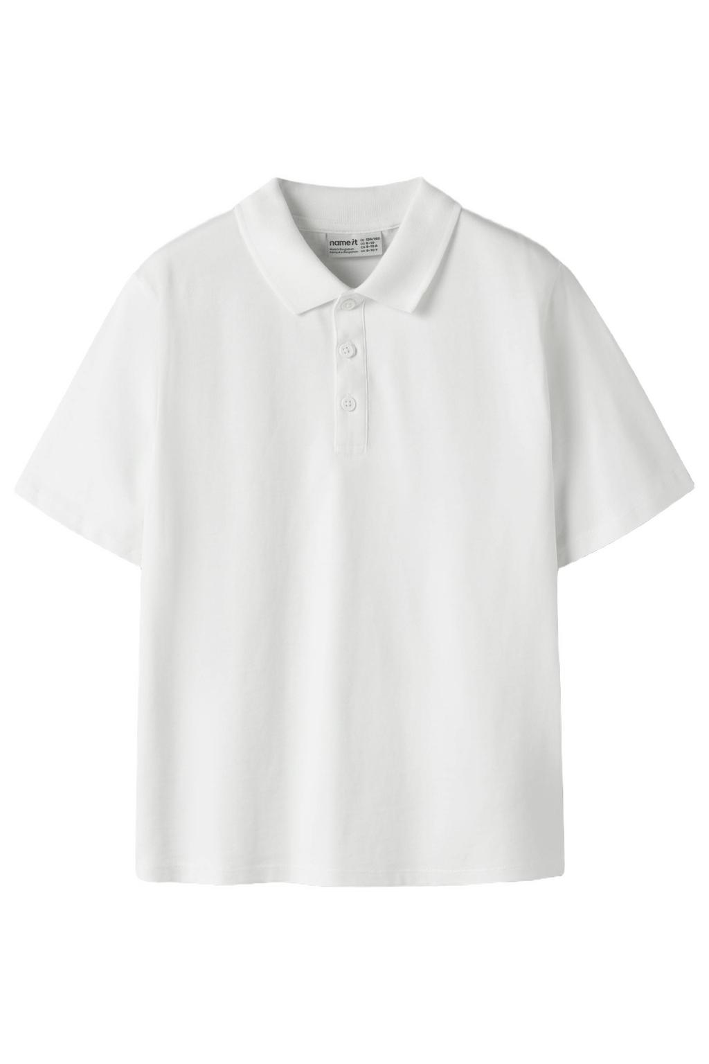 Witte jongens NAME IT KIDS polo van katoen met effen, korte mouwen en knoopsluiting