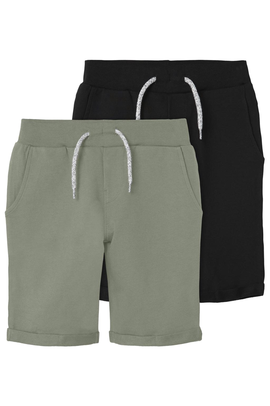 Set van 2 grijs en zwarte jongens NAME IT KIDS slim sweatshort groen van katoen met elastische tailleband met koord en effen