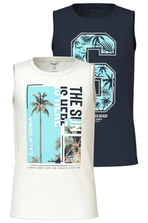 singlet - wit/donkerblauw (set van 2)