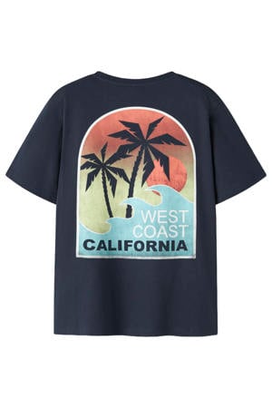 T-shirt met backprint donkerblauw