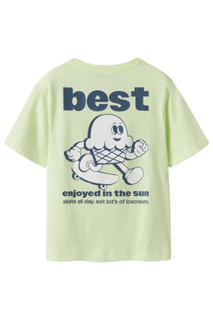 T-shirt met backprint limegroen