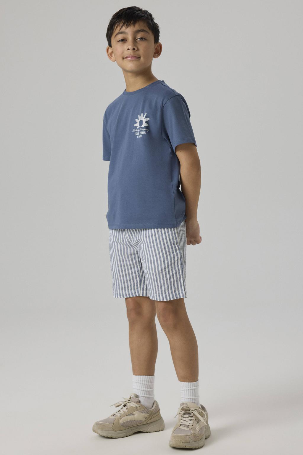 Blauwe jongens NAME IT KIDS T-shirt van katoen met backprint, korte mouwen en ronde hals