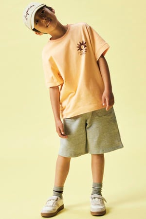 T-shirt met backprint oranje