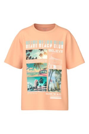 T-shirt met printopdruk oranje