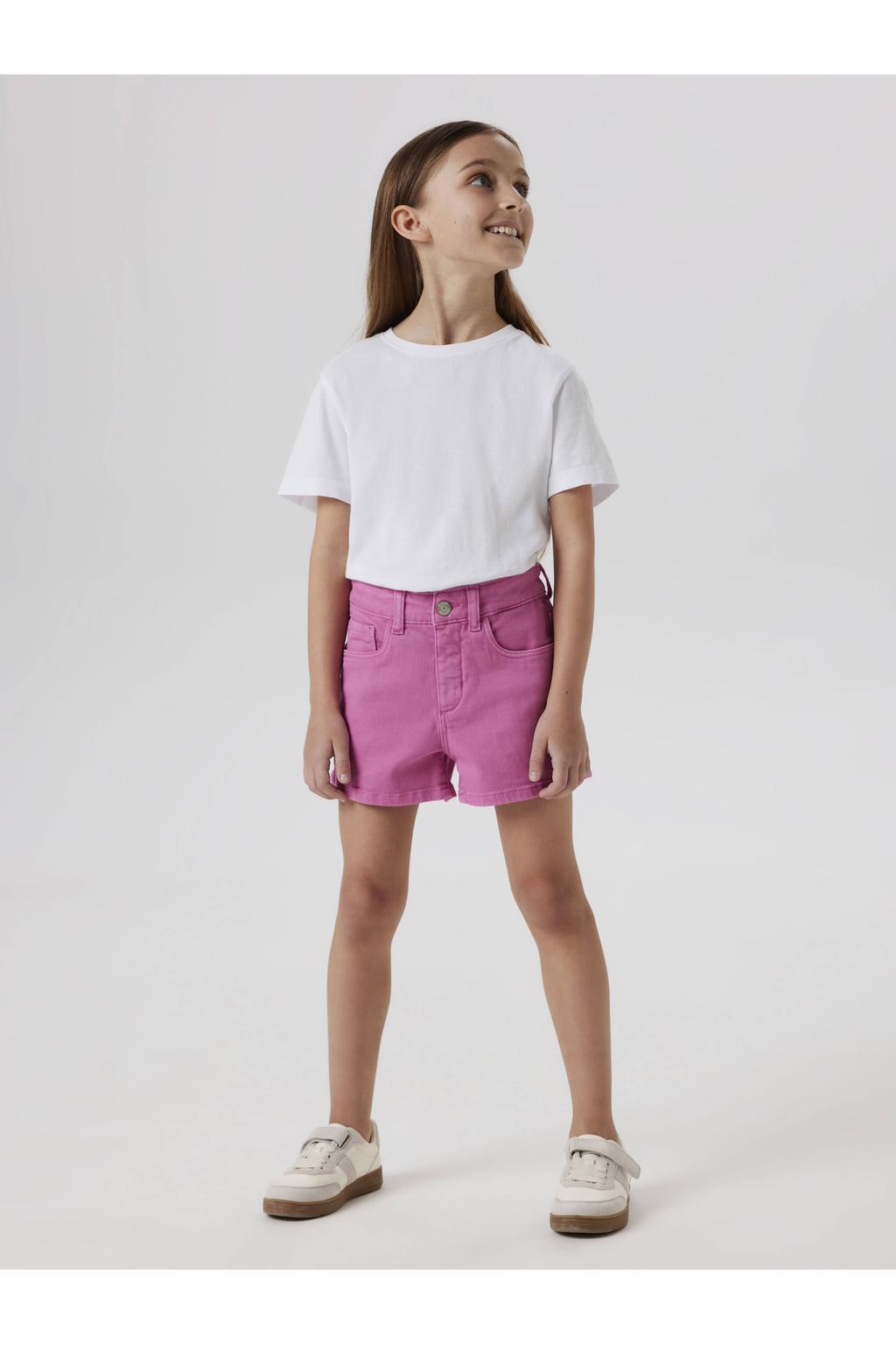 Fuchsia meisjes NAME IT KIDS straight casual short van stretchkatoen met rits- en haaksluiting en effen