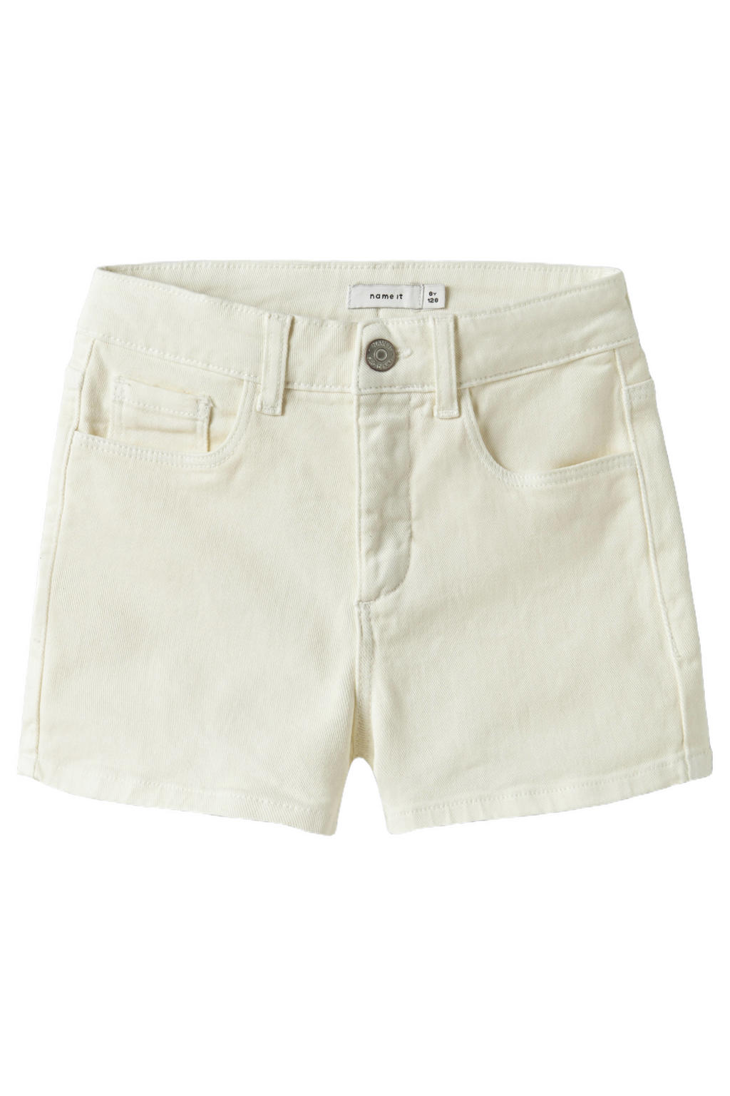 Ecru meisjes NAME IT KIDS straight casual short van stretchkatoen met rits- en haaksluiting en effen