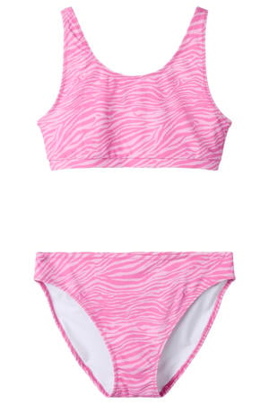 crop bikini met zebraprint roze