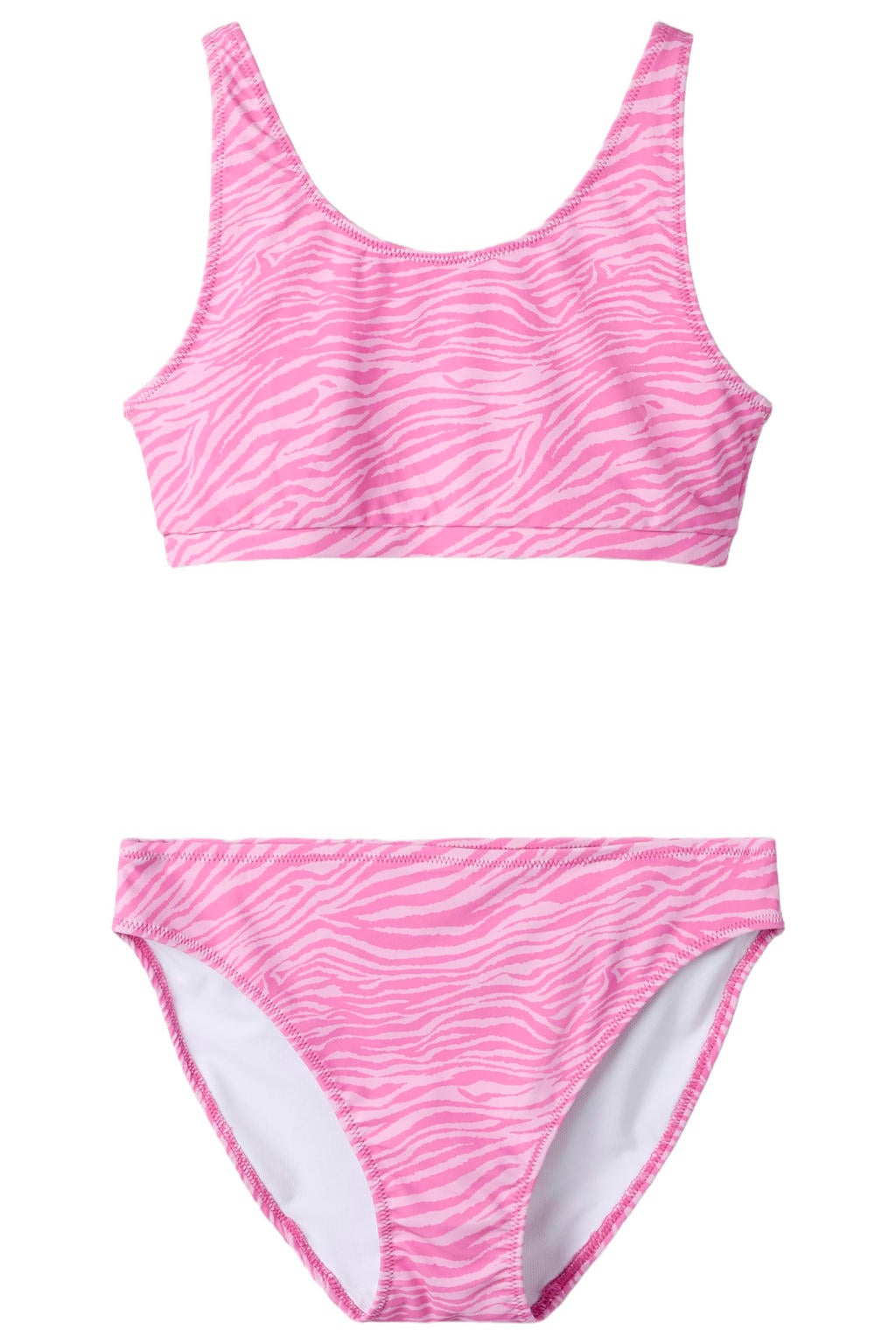 NAME IT KIDS crop bikini met zebraprint roze
