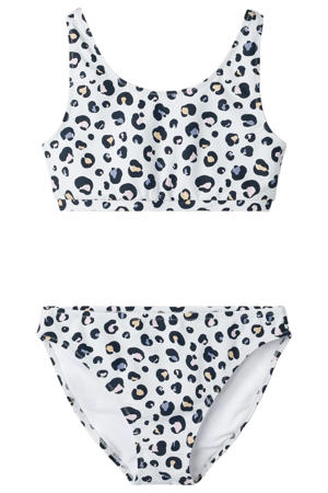 crop bikini met panterprint blauw