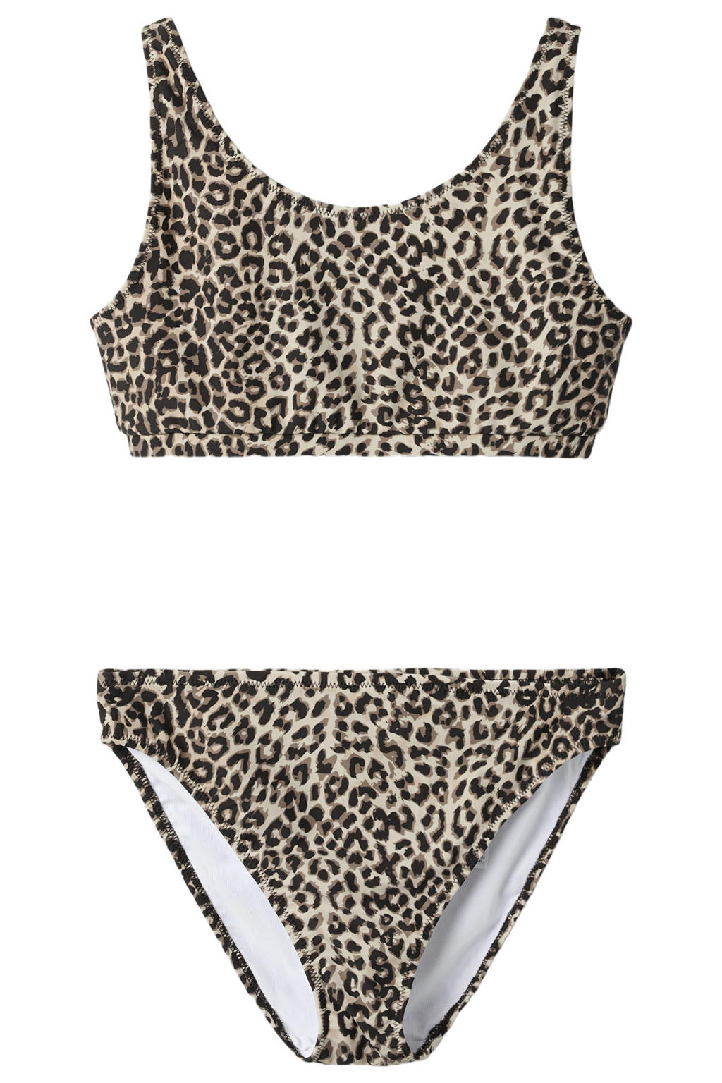 NAME IT KIDS crop bikini met panterprint bruin