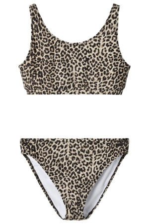 crop bikini met panterprint bruin