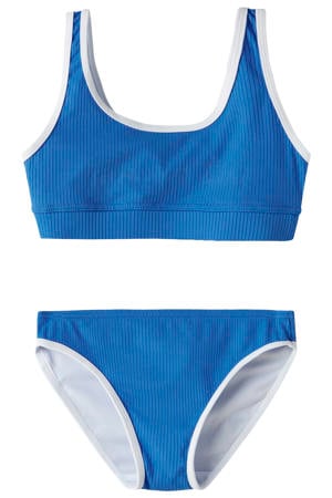 crop bikini blauw/wit