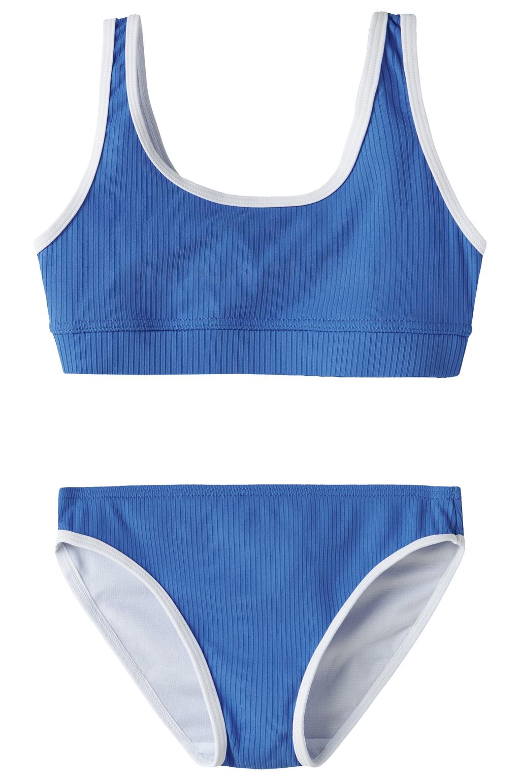 NAME IT KIDS crop bikini blauw/wit