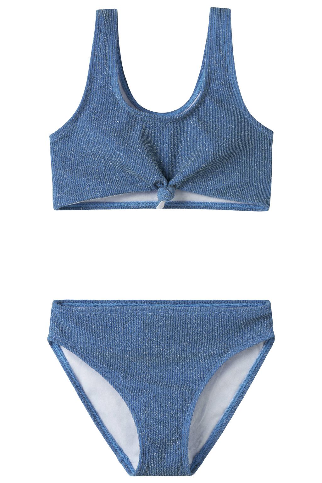 NAME IT KIDS crop bikini met glitters blauw